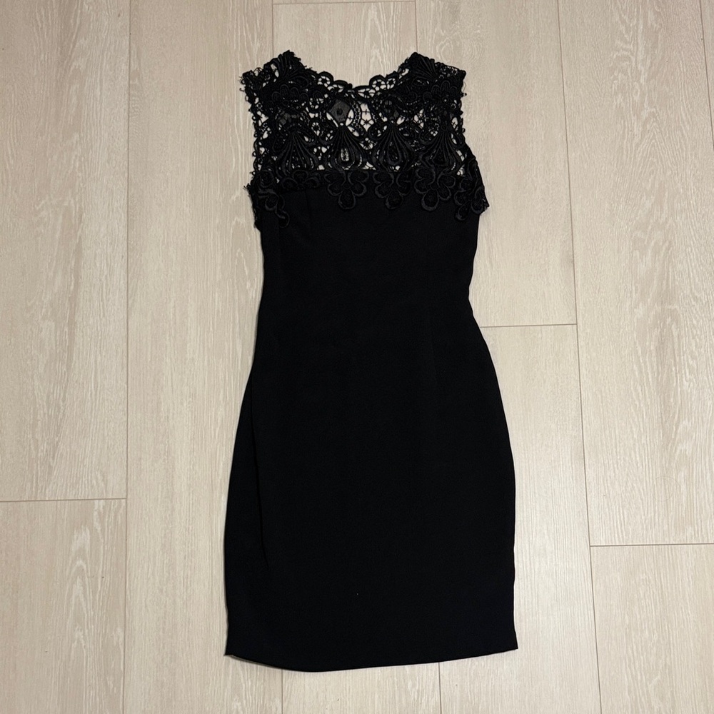 Jessica McClintock Vintage Black Lace Mini Dress - Picture 2 of 7